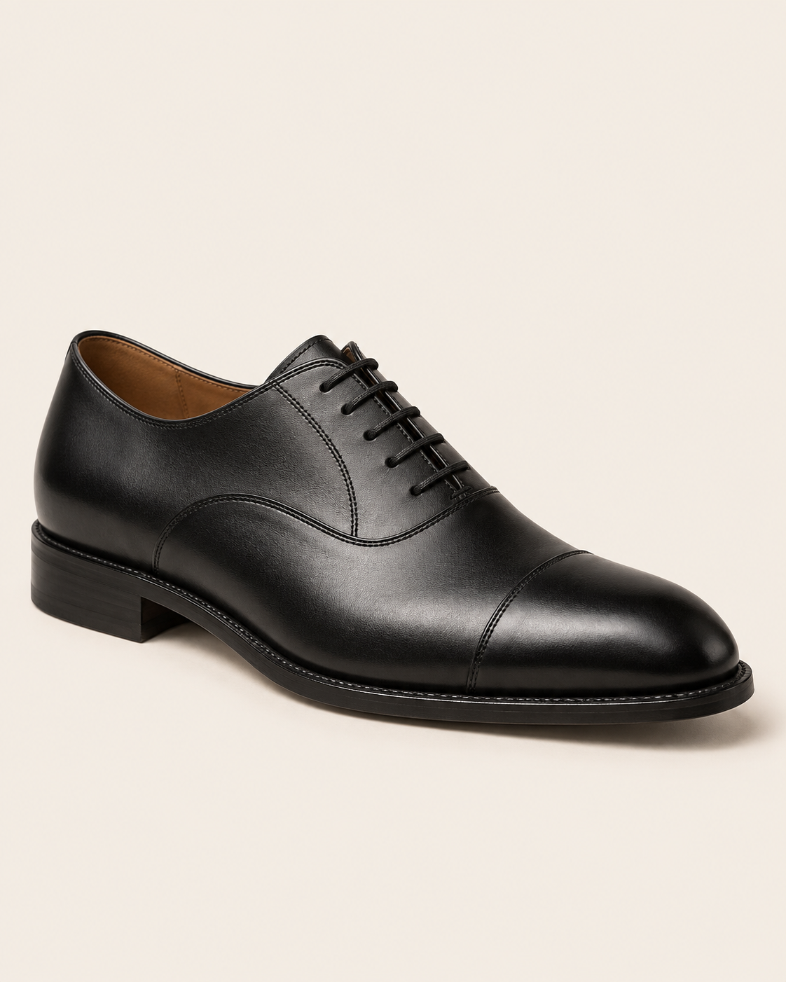 Sapato oxford masculino em couro preto acetinado